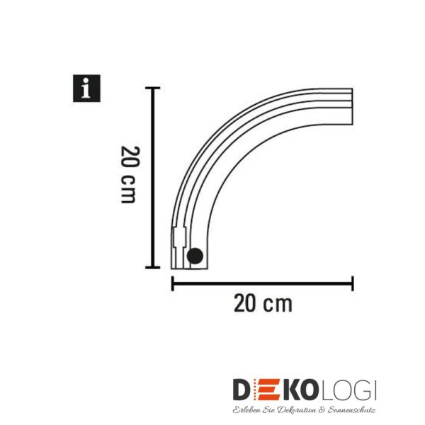 Rundbogen für Alu-Vorhangschiene 7 mm – Weiß Links