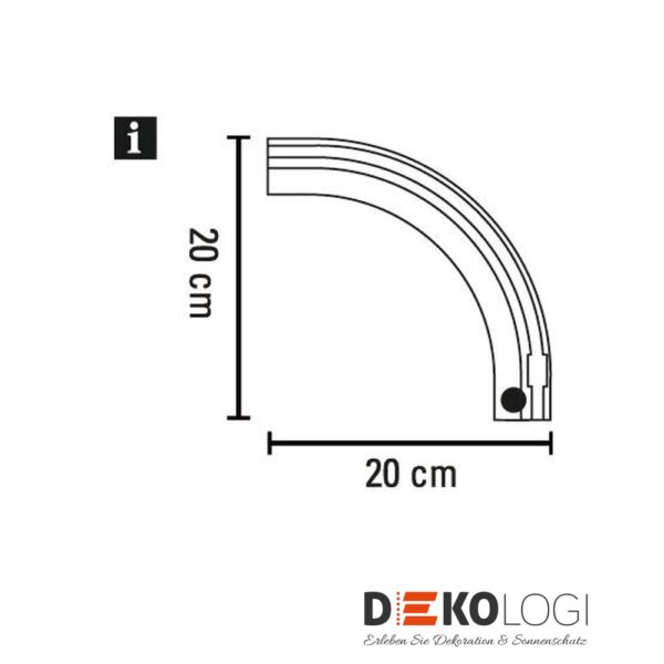 Rundbogen für Alu-Vorhangschiene 7 mm – Weiß Rechts