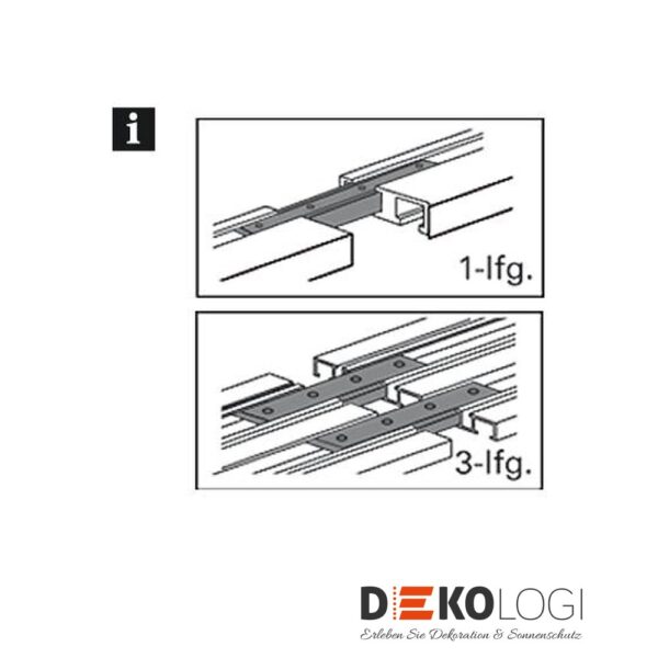 Schienenverbinder für Alu-Vorhangschiene 7 mm – Weiß 1-Lauf & 3-Lauf