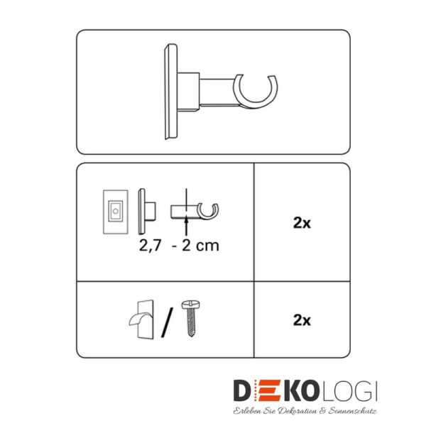 Träger für Caféhausstangen California Ø 10/12 mm – Weiß