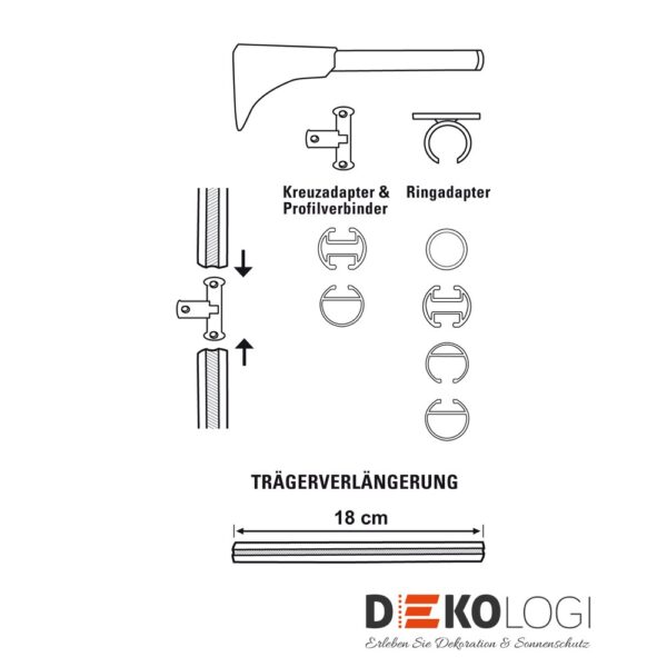 Universal Wandträger Chicago für Ø 20 mm – Schwarz-Matt