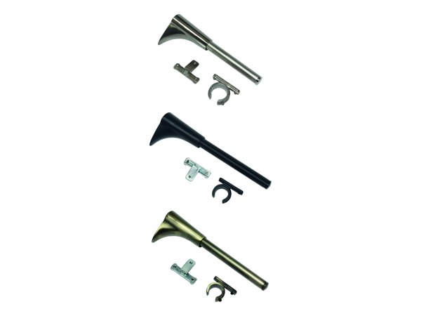 Universal Wandträger Memphis für Ø 16 mm in Edelstahl-Optik, Schwarz-Matt und Messing-Antik