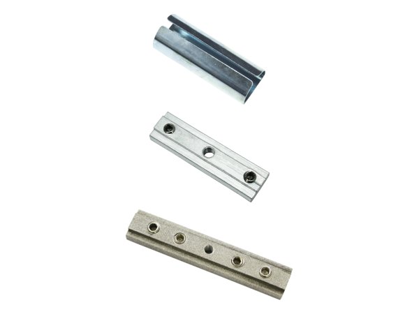 Verbinder für Gardinenstangen mit Innenlauf in Silber