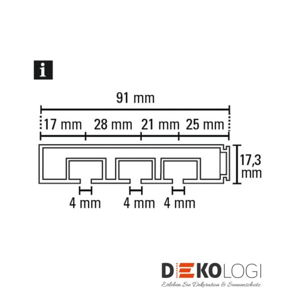 Vorhangschiene GE – Weiß 3-Lauf