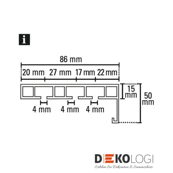 Vorhangschiene P2Ü 3-Lauf mit Blende – Weiß