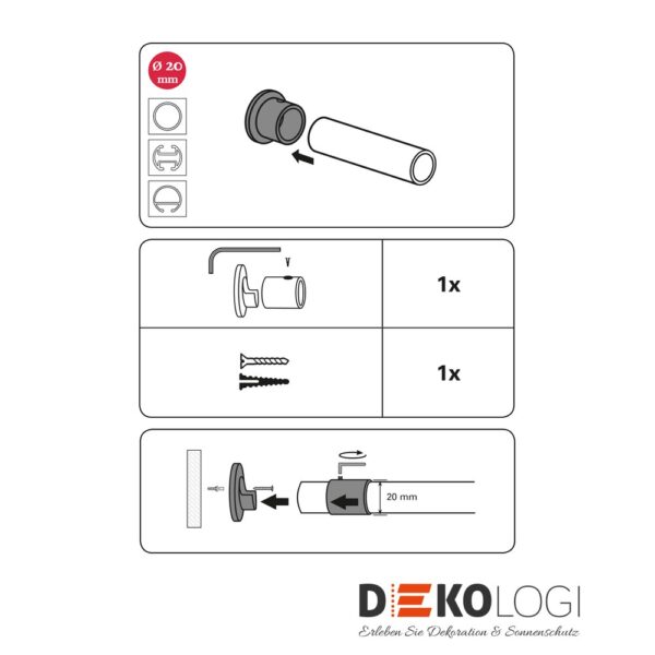 Wandlager Chicago für Ø 20 mm – Edelstahl-Optik