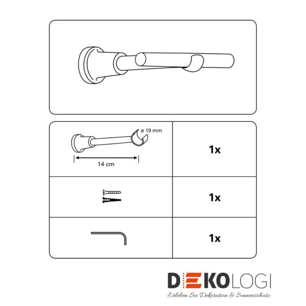 Wandträger Europa offen für Ø 19 mm – Silber-Satin