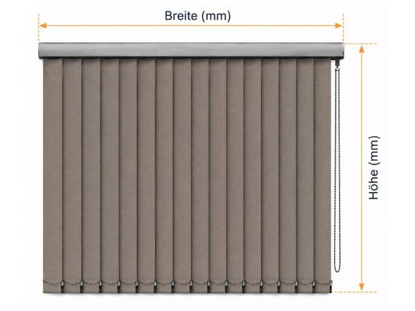 Aufmaß Lamellenvorhang: Breite und Höhe der fertigen Anlage