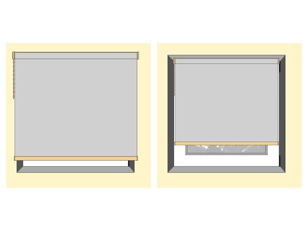Leinwand-Rollo an der Wand und an der Decke