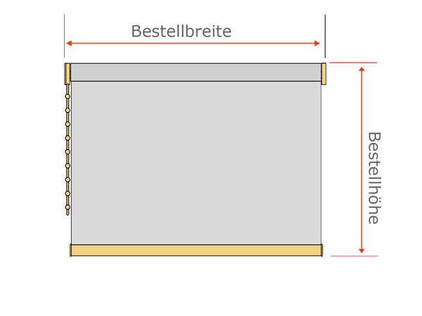 Bestellbreite und Bestellhöhe des Seitenzugrollos Medium