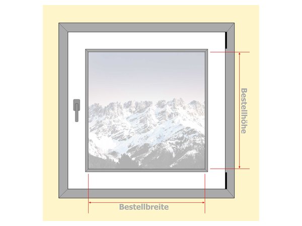Aufmaß-Skizze mit Bestellbreite und Bestellhöhe