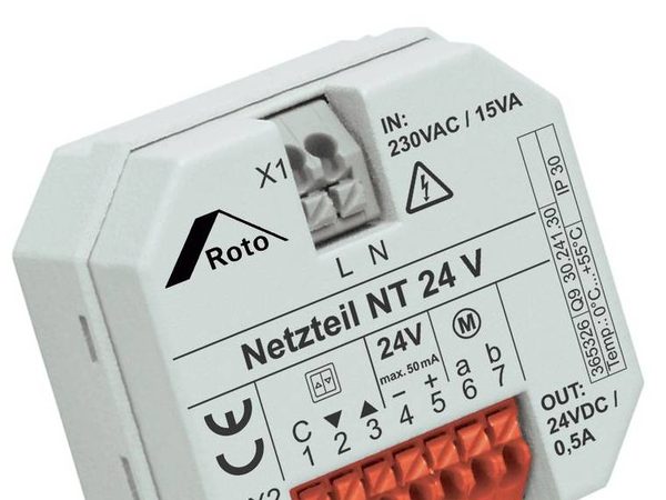 Anschlussklemmen des Roto Netzteils 24 V