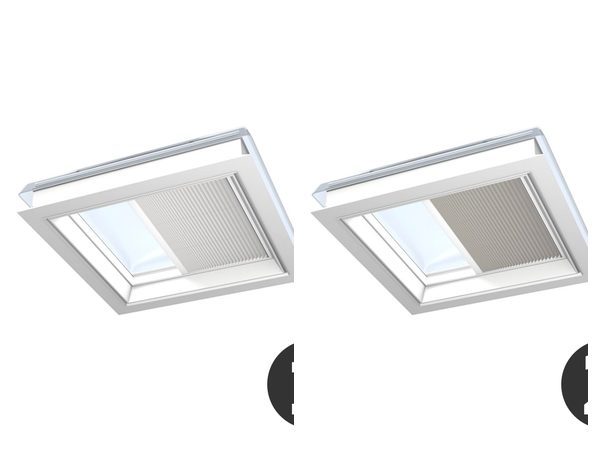 Velux Flachdach Plissee FMG in Weiß und Hellbeige