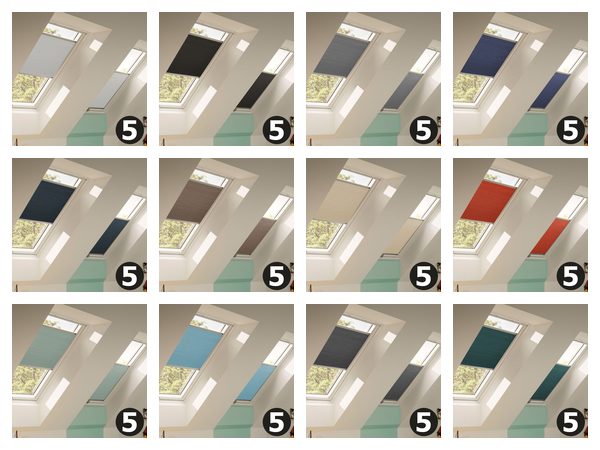 Verdunkelnde Stoffe des VELUX Solar-Wabenplissees FSC