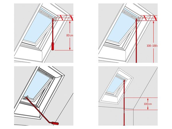 VELUX Bedienstangen ZCZ 080, ZCT 200K, ZCZ 112 und ZCT 100