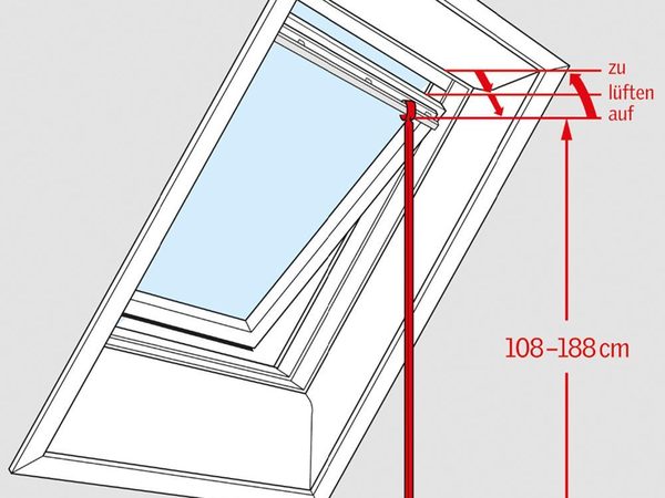 VELUX Teleskop-Bedienstange ZCT 200K am Schwingfenster