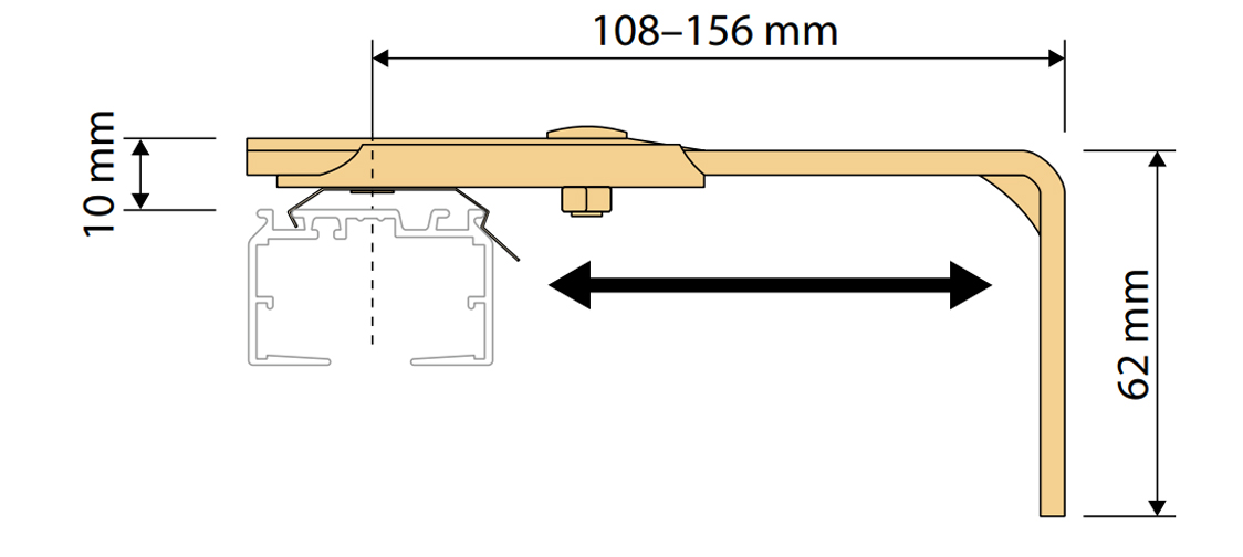 Wandmontage mit Befestigungswinkel (108 - 156mm)
