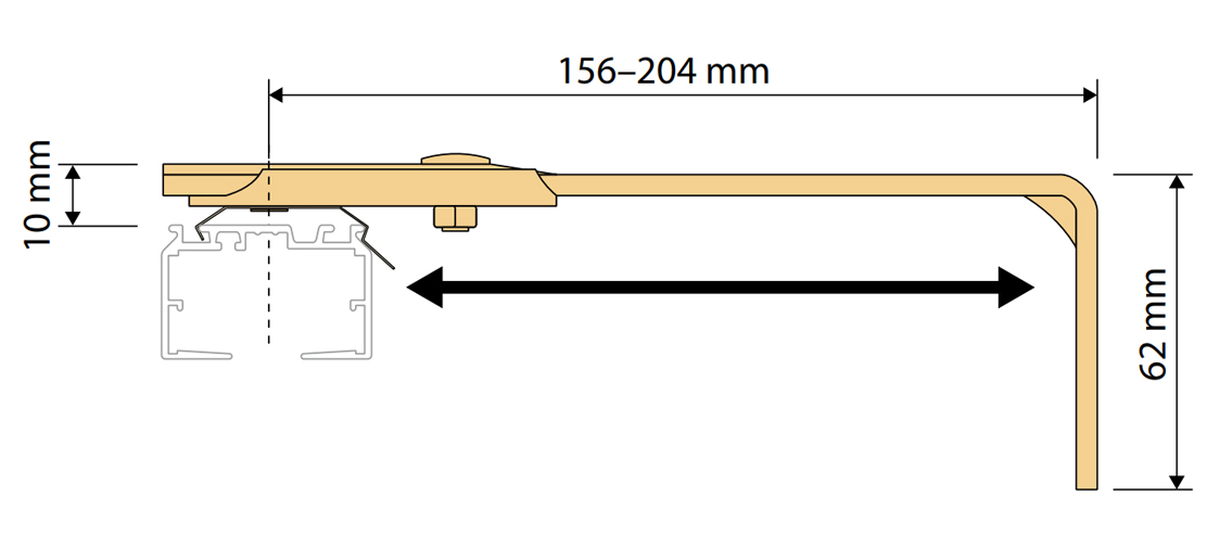 Wandmontage mit Befestigungswinkel (156 - 204mm)