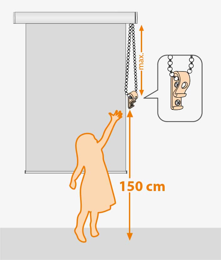 Mit Kinderschutz nach DIN EN 13120 (Wandclip)